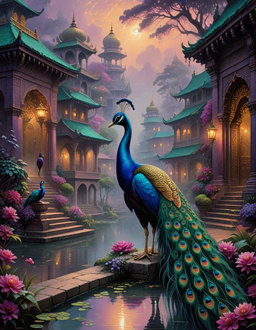 Mystical Indian Peacock in Opulent Splendor
