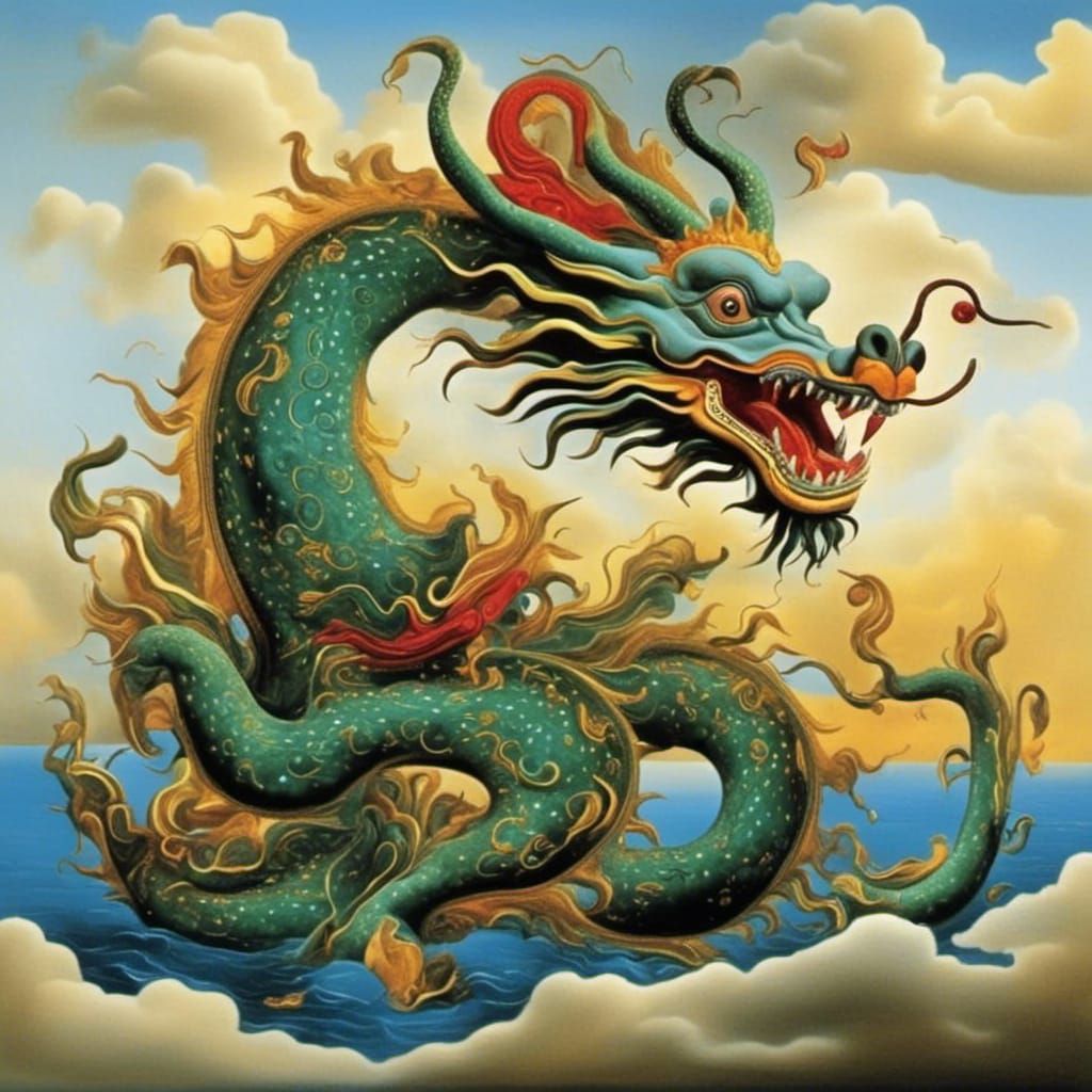 Majestic Chinese Dragon in Fantasy Art Style