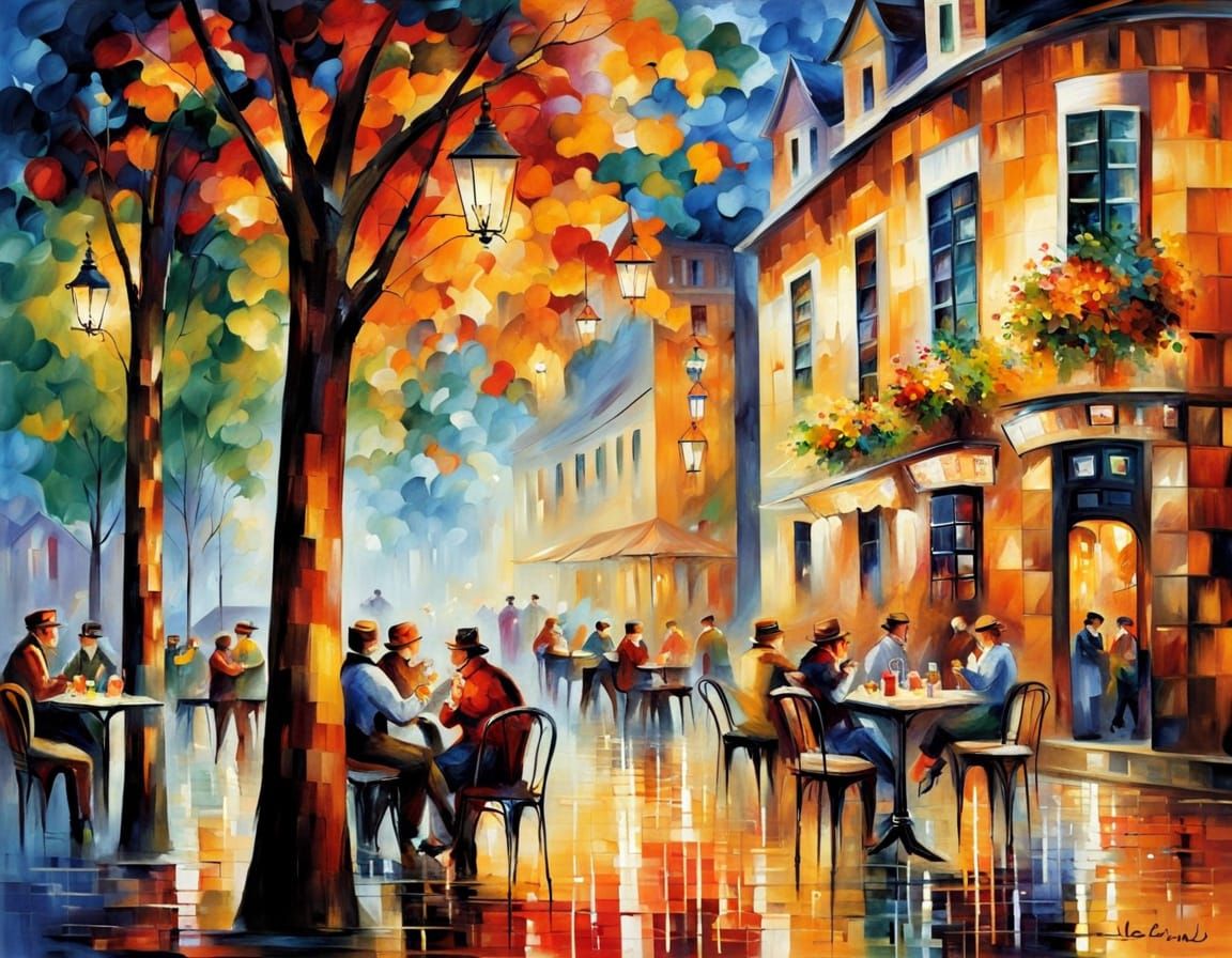 Street cafe, Leonid Afremov