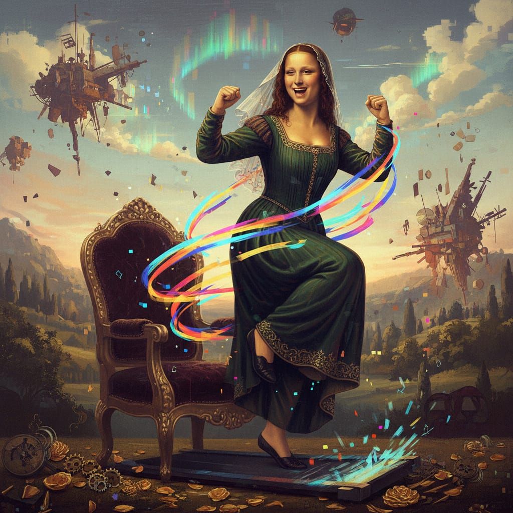 Mona Lisa Dances the Running Man in Renaissance Style