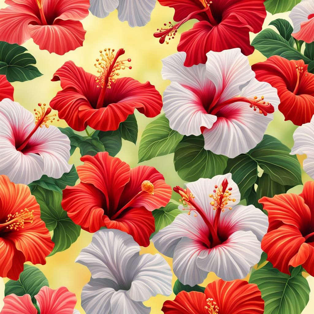 Hyperrealistic Hibiscus Flowers in Dramatic Lighting