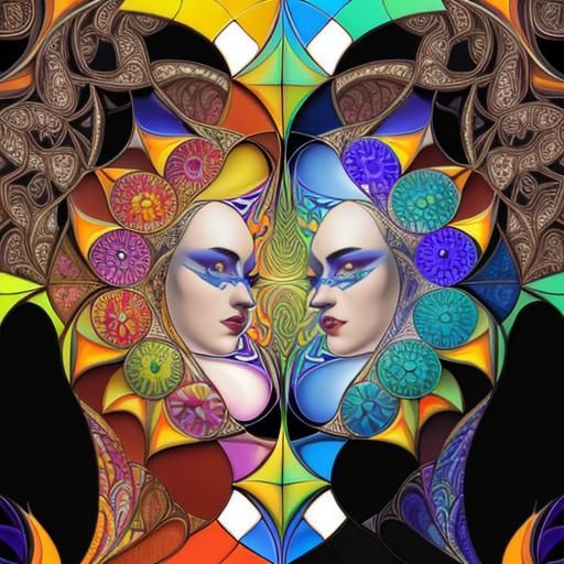 Intricate Fractal Mandala in Mosaic Style