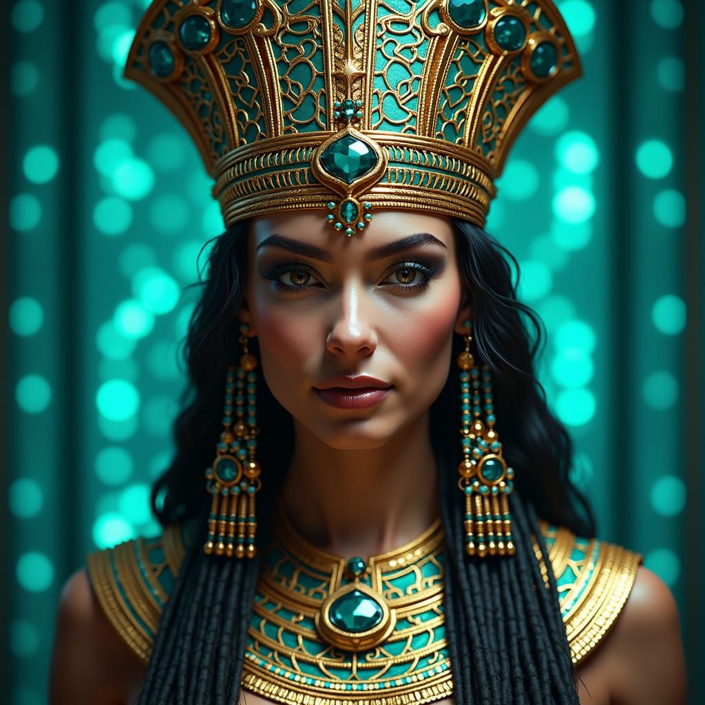 Regal Cleopatra Portrait in Art Nouveau Style