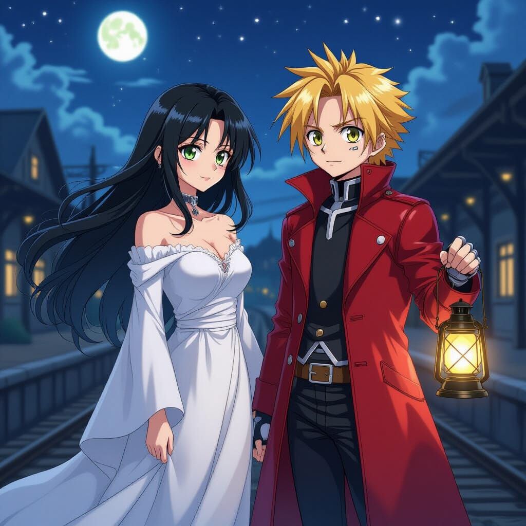 Cyborg Girl and Boy in Anime Style