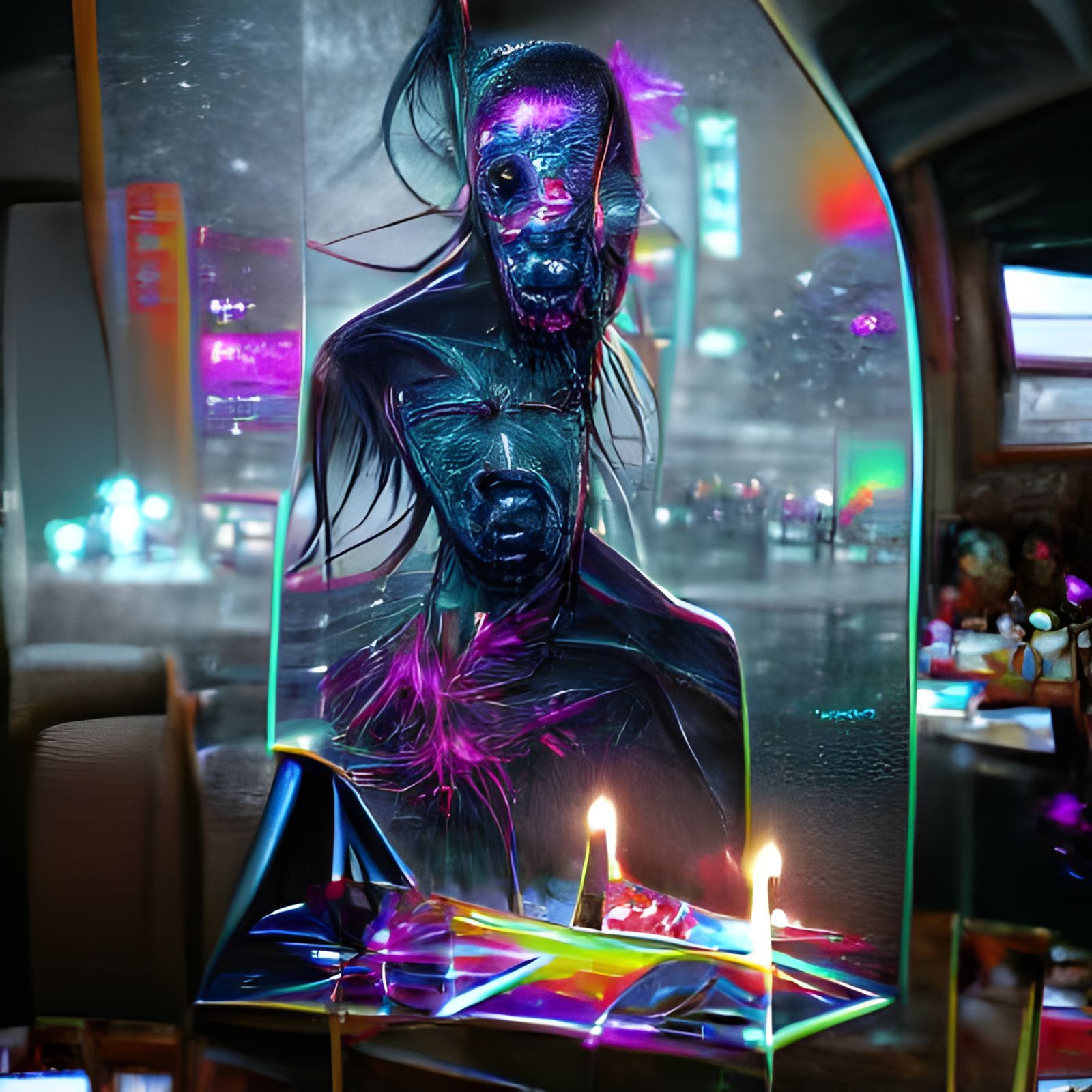 Sinister Birthday in Cyberpunk Astral Style