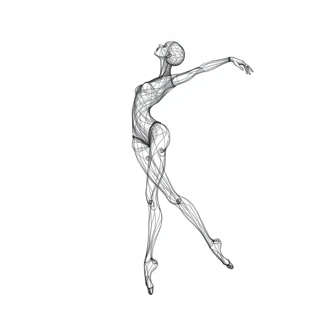 Stainless Steel Wire Dancer in Elegant, Hyperdetailed Pose