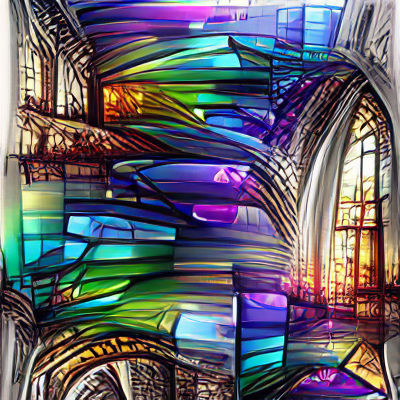 Vibrant Stained Glass Window Depicting Religious Scene