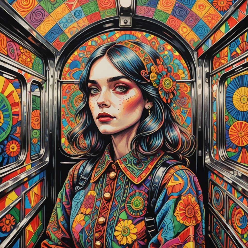 Girl with Kaleidoscope Eyes: Crayon Sketch