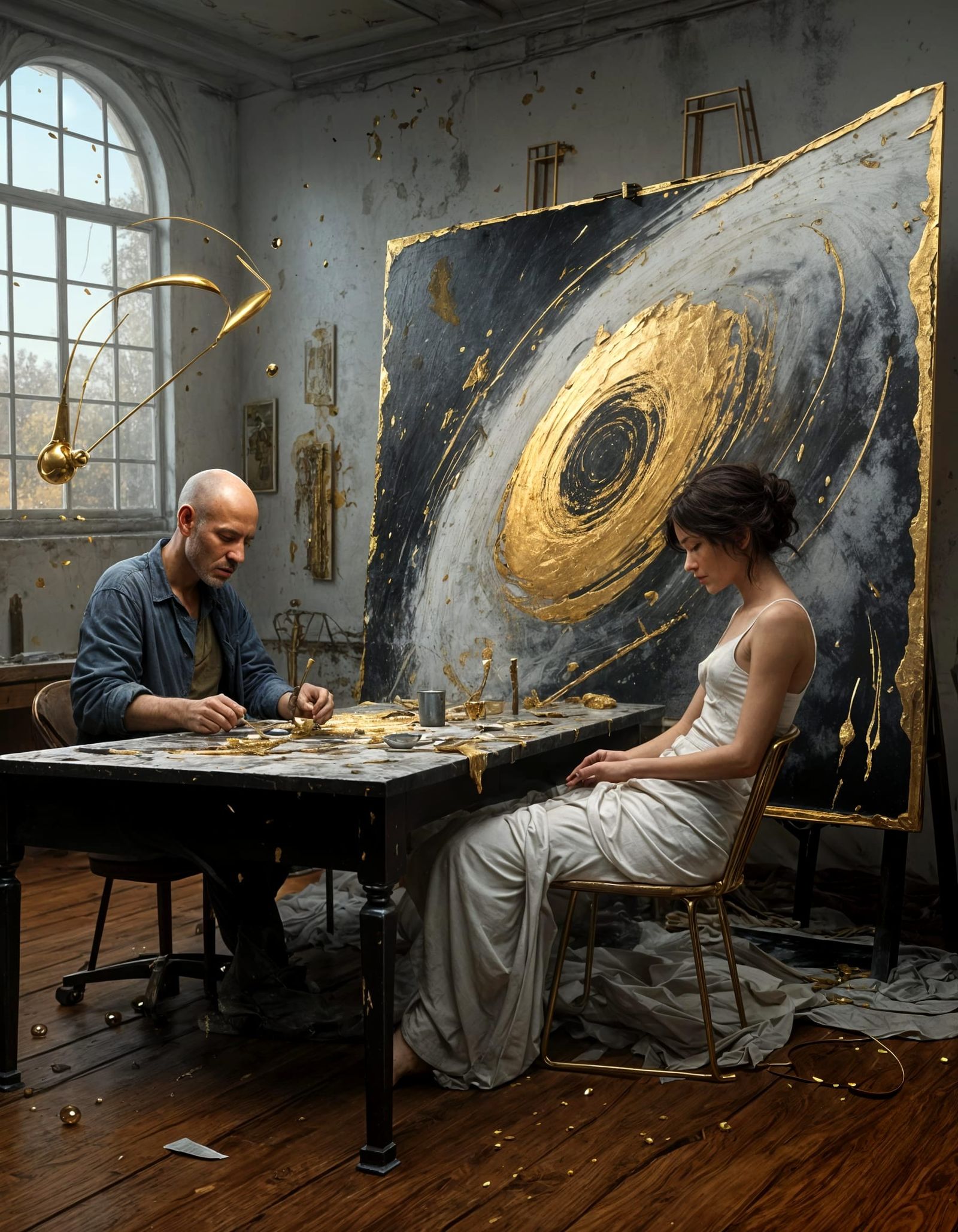 Golden Abstract Blending Cycles: Detailed Matte Painting