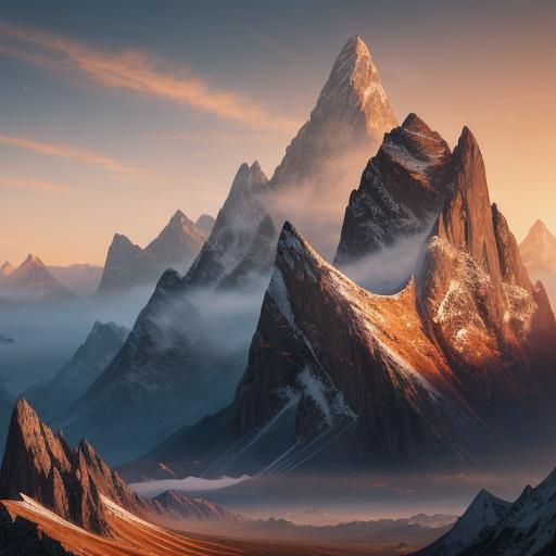 Majestic Mountain Range Sunset: Epic Landscape
