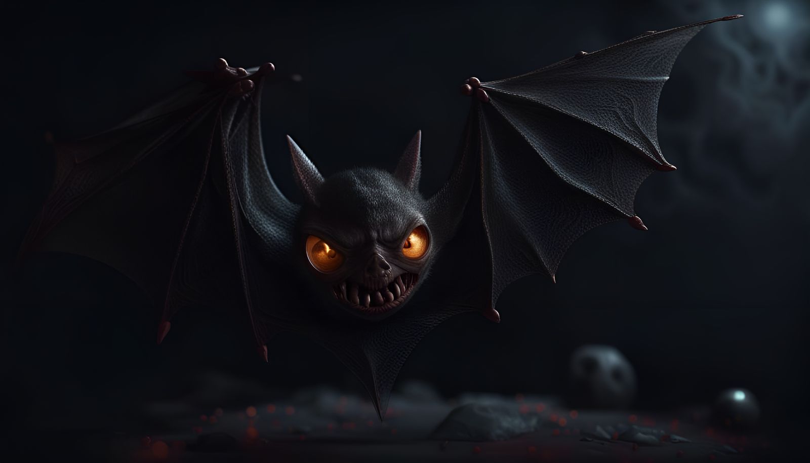 Hyperrealistic 3D Rendering of a Galactic Were-Bat