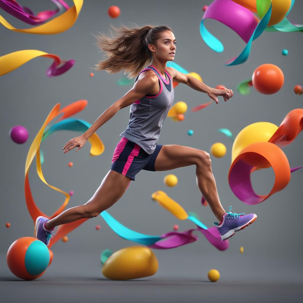 Energetic Woman in Fitness Clothes: Digital Art