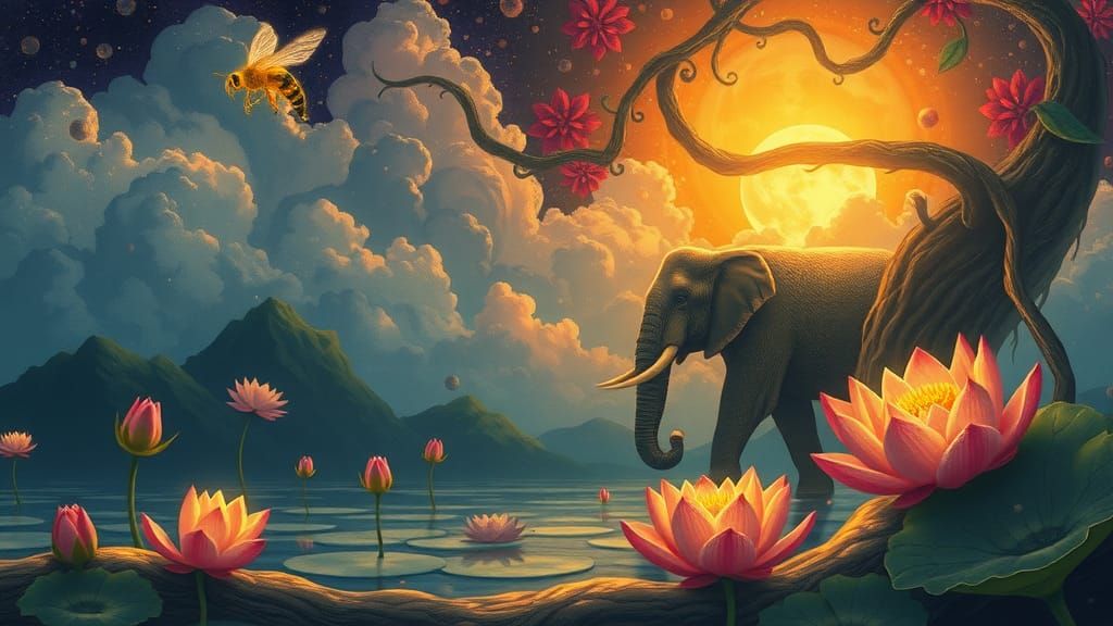 Bee's Fateful Attraction to Lotus Flower