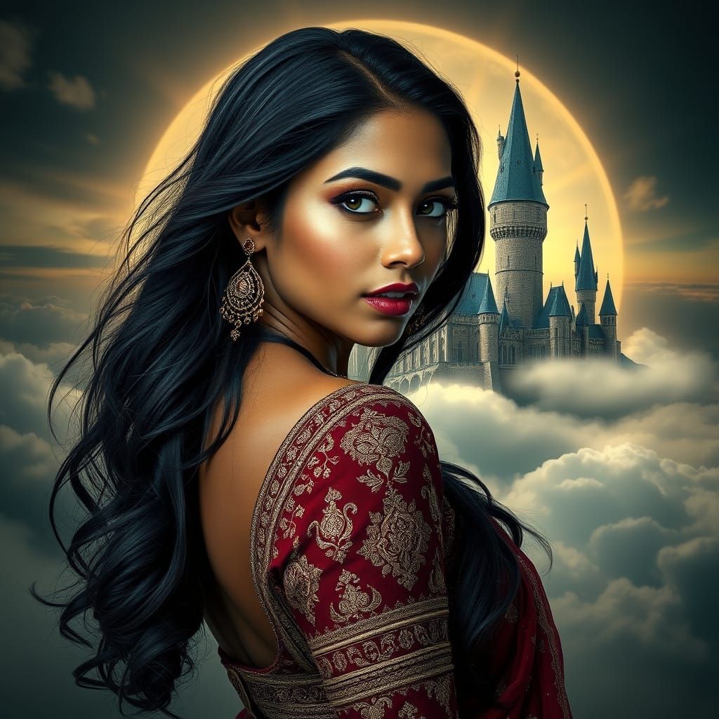 Indian Goddess of Whimsy in Hyperrealistic Style