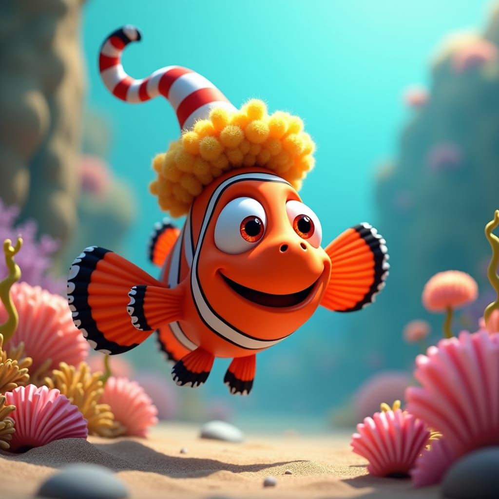 Clown Fish Character in Animated Style