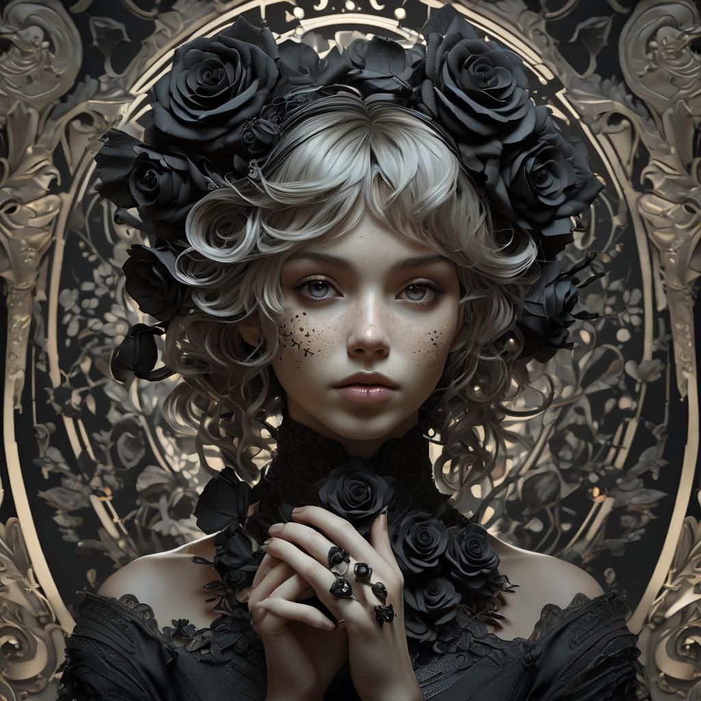 Striking Portrait of Dark Florals in Triadic Color