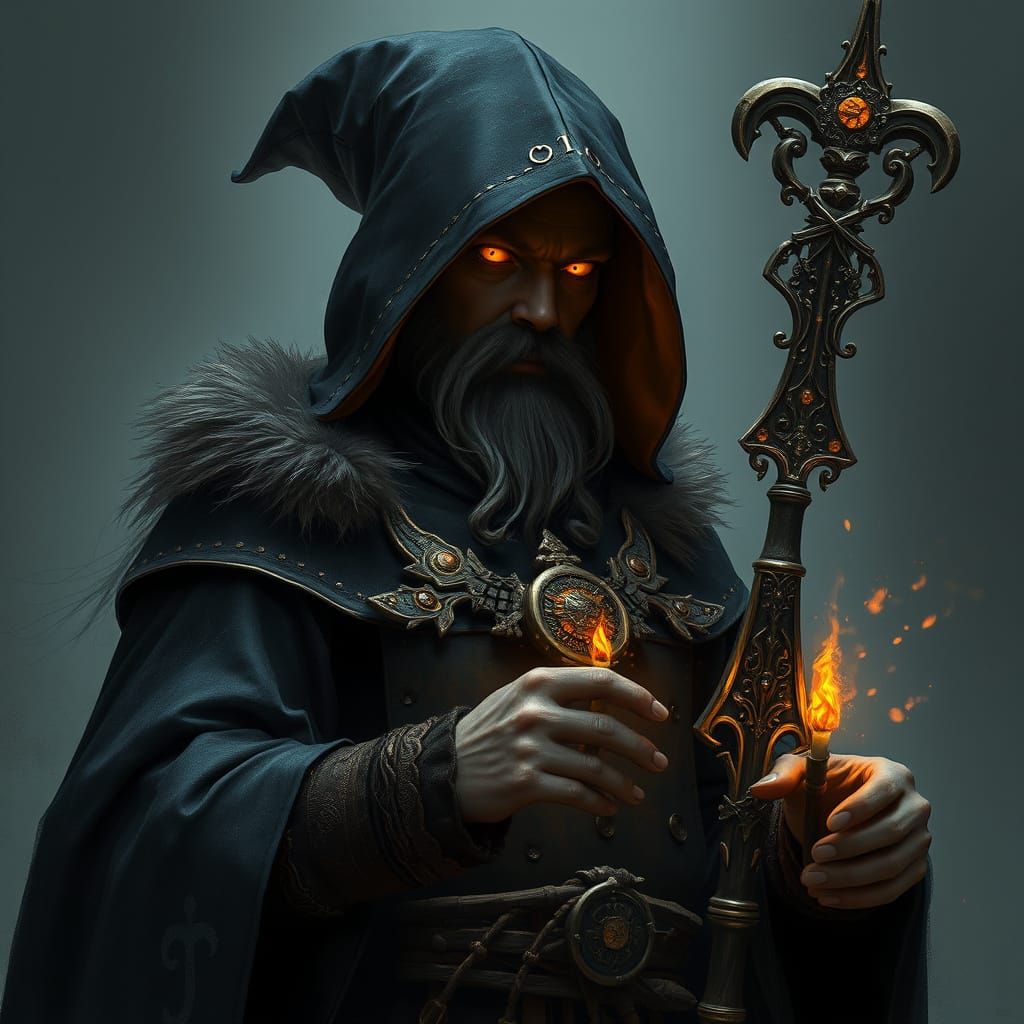 Nord Enchanter with Runed Staff, Mystical Amber Eyes