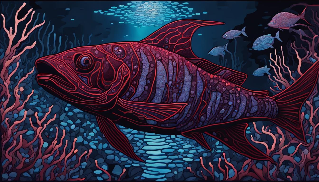 Bioluminescent Underwater Mosaic Concept Art