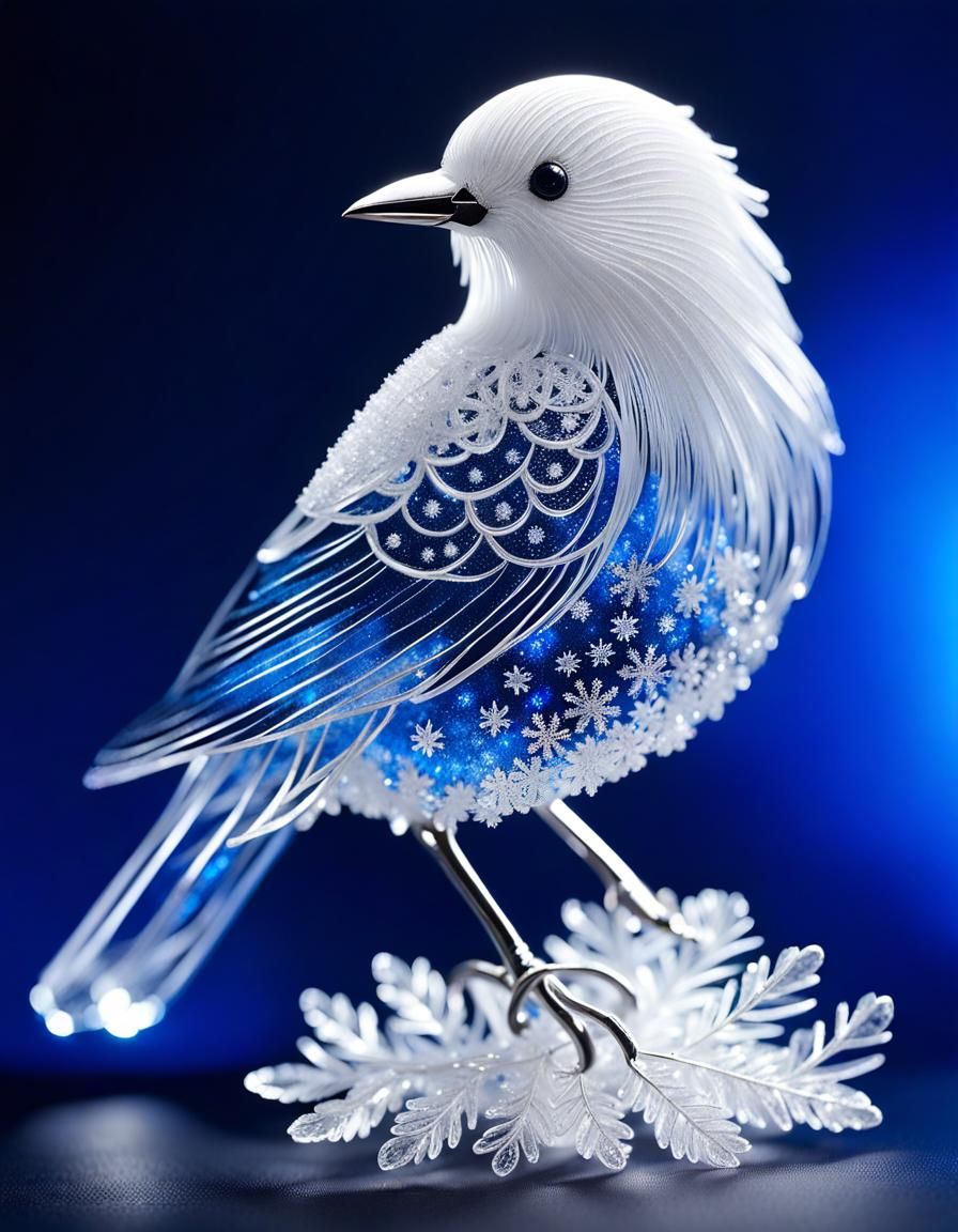 Fluffy white ice bird
