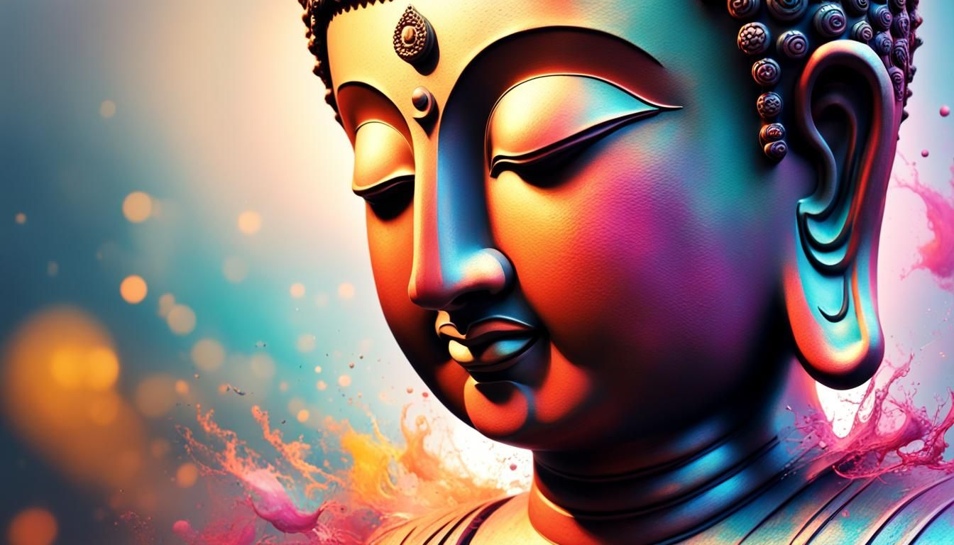 Meditative Buddha in Hyperrealistic Splash Art Style