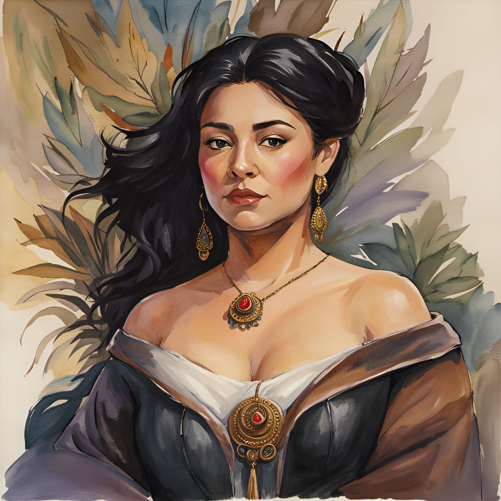 Medieval Priestess in Watercolor Ghibli Style