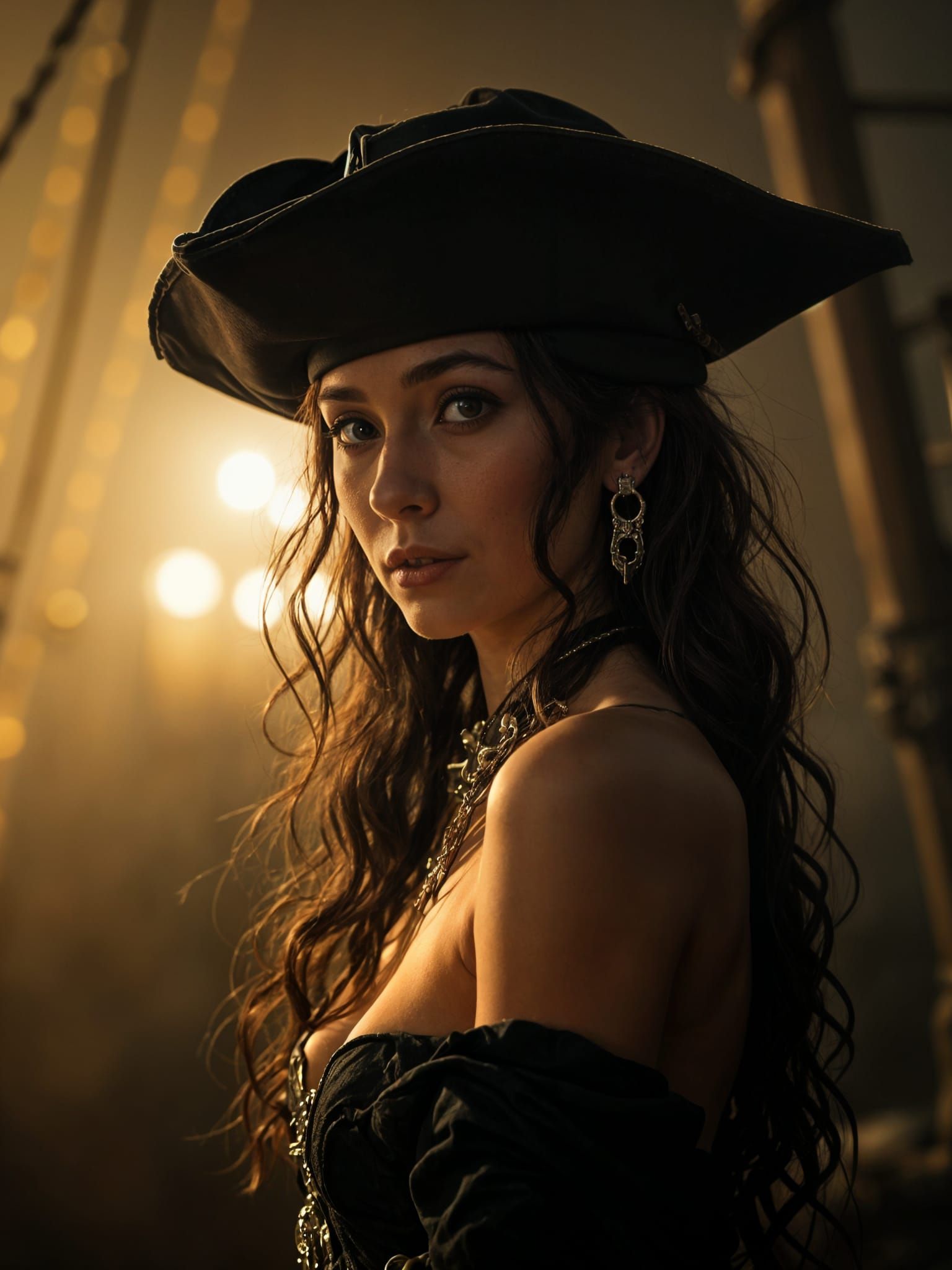 Stunning Woman Pirate in Cinematic Film Still