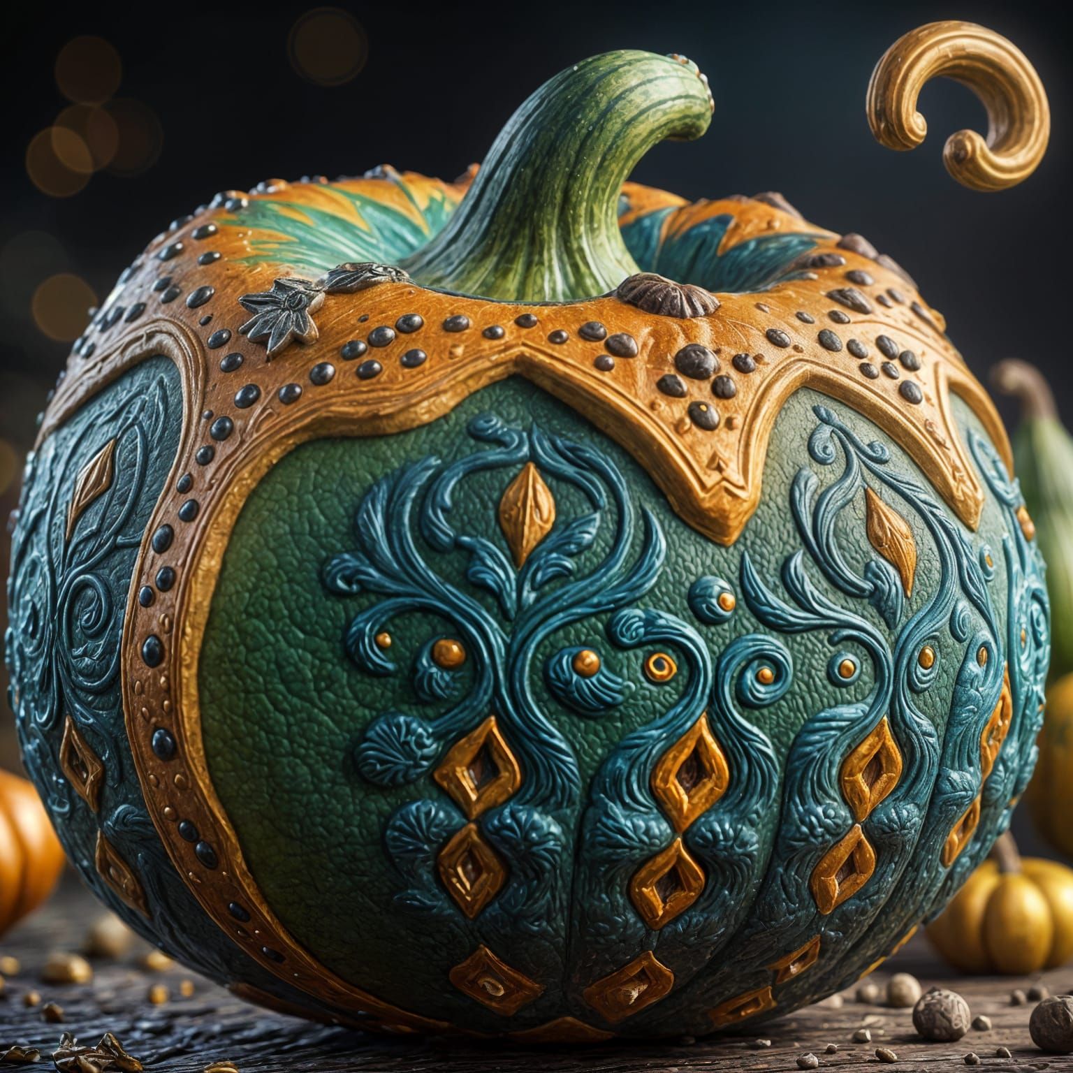 Detailed Gourd Close-Up in Matte Painting Style