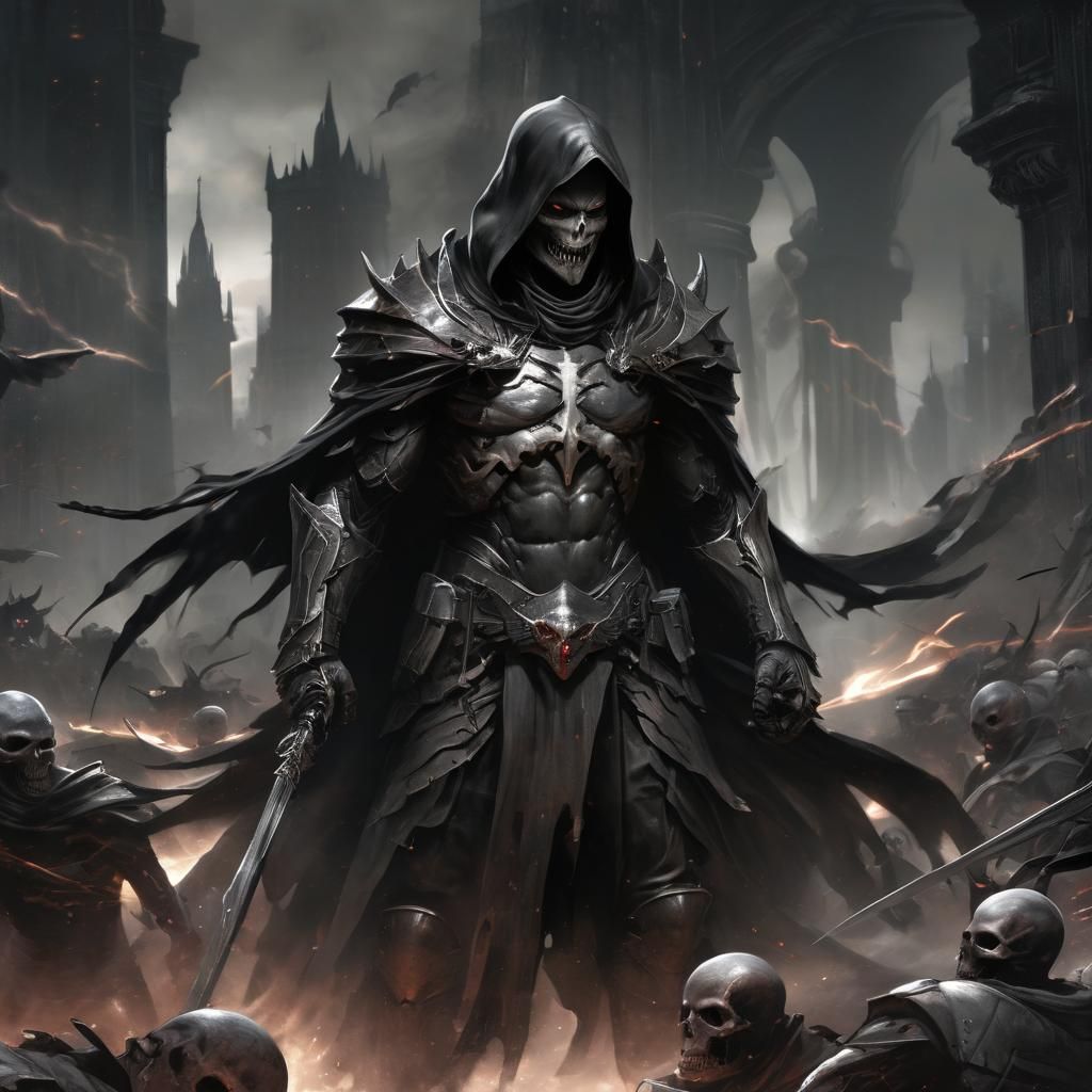 Grimdark Warrior in a Dark Fantasy Landscape