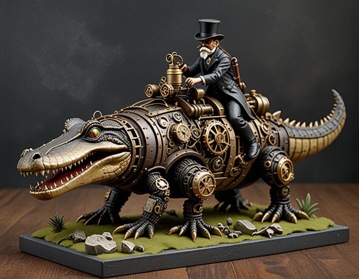 Steampunk Alligator Model Kit in Mixed Media