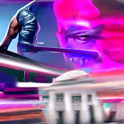 Synthwave Neon Retro Fight Scene