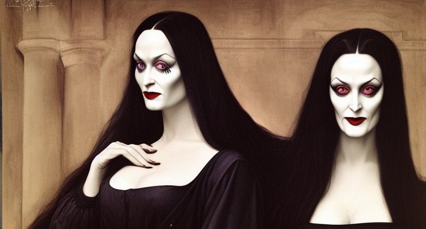 Conjoined Twins: Munster and Addams, Hyperrealistic Portrait