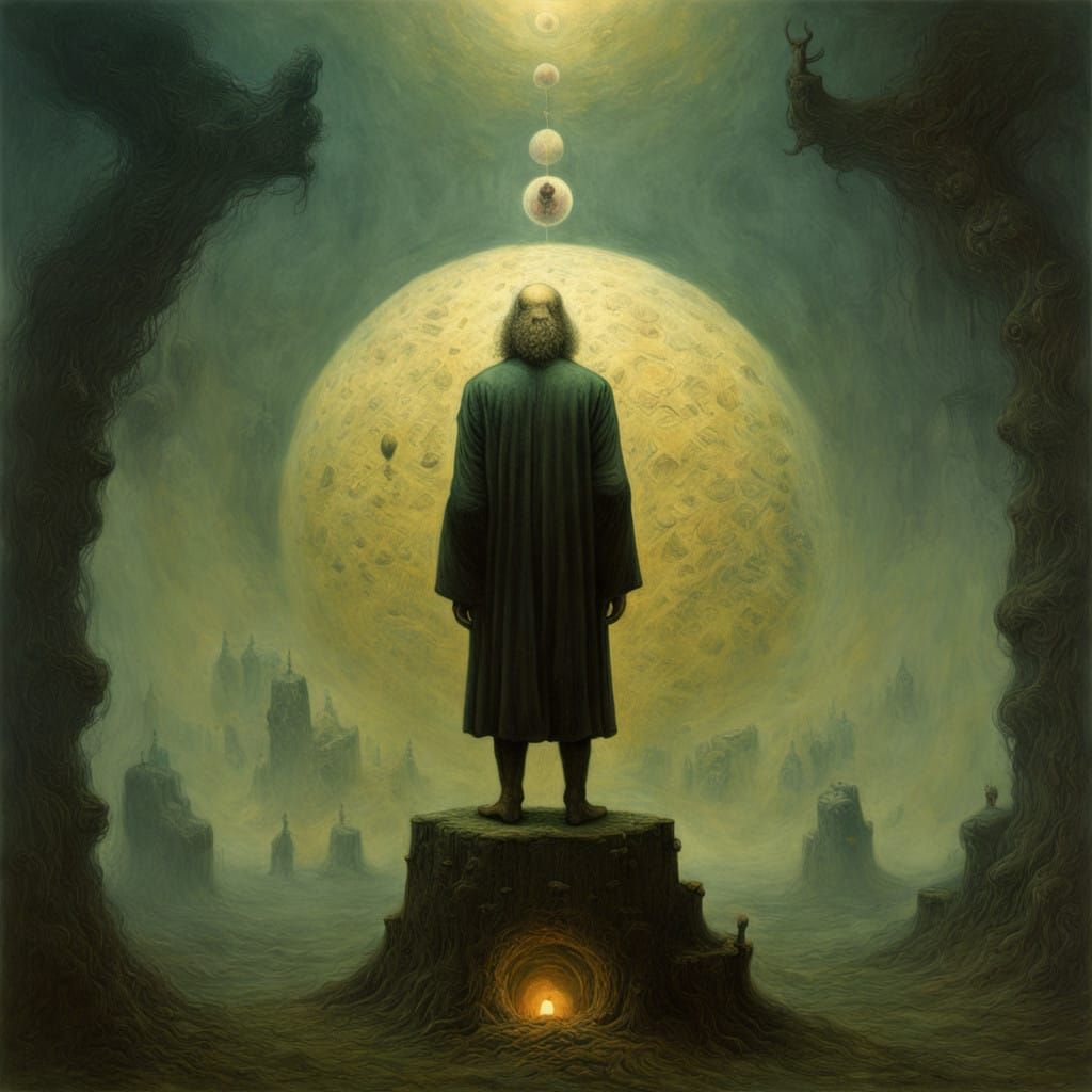 Isaac Newton in Surreal Artistic Style