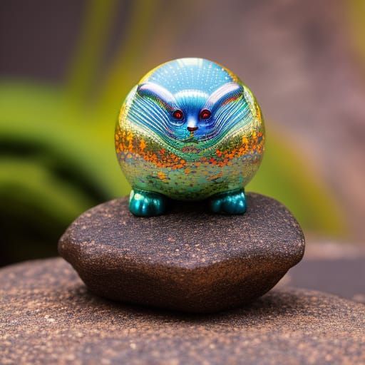 Cosmic Creature in Garden, Detailed Digital Render