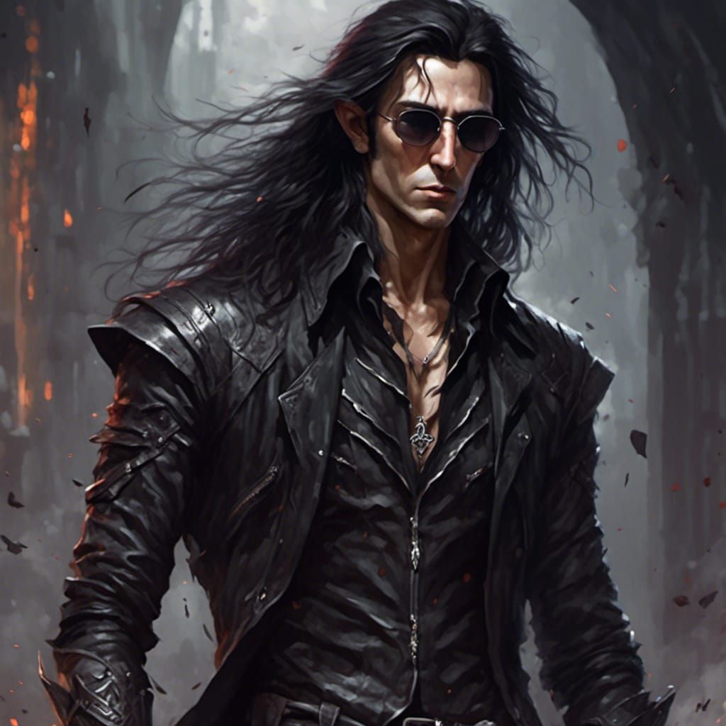 Gritty Portrait of a Man in Black Leather