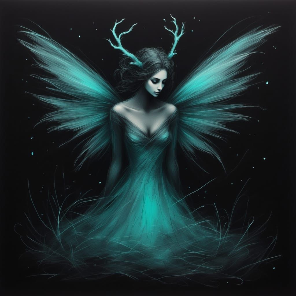 Glowing Dark Fairy in Ethereal Light