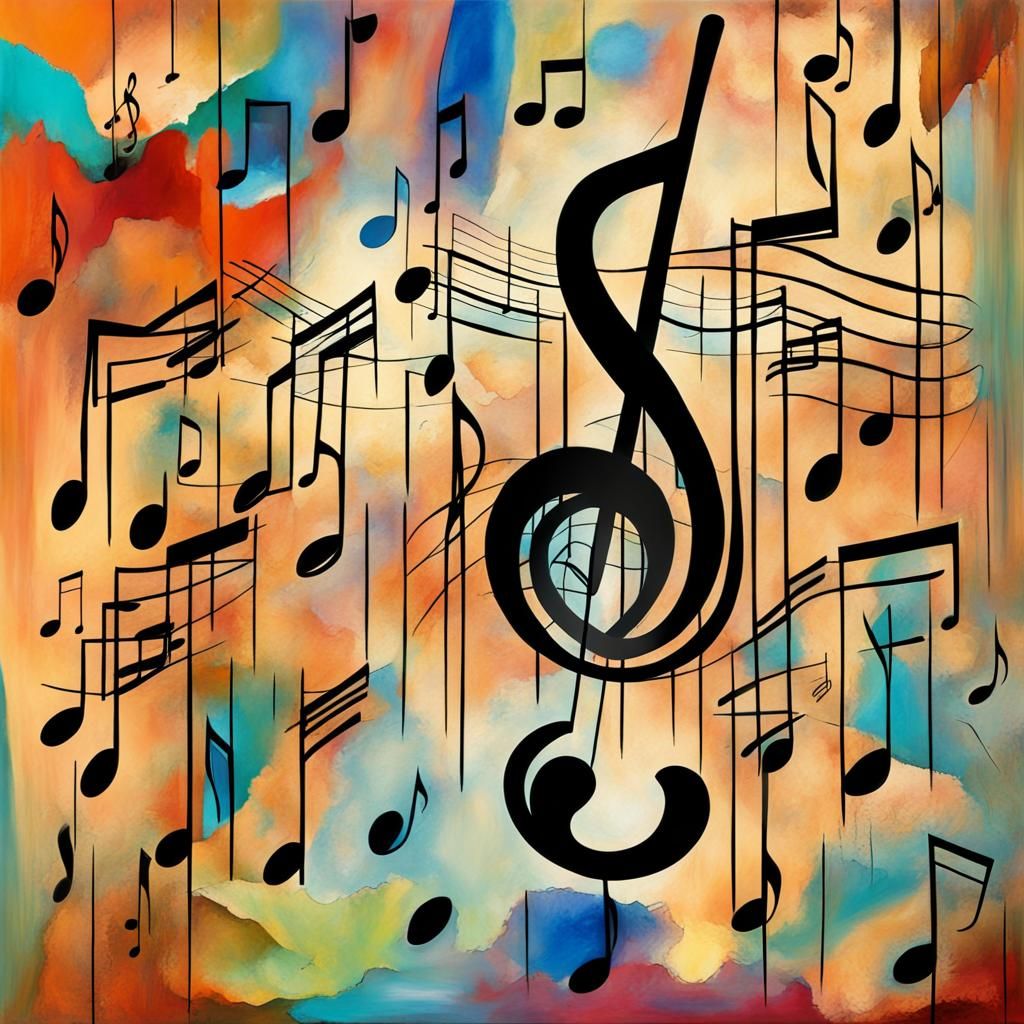 Abstract Musical Notes in Complementary Colors