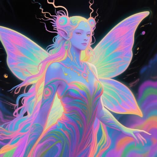 Psychedelic Nymph in Vibrant Colors