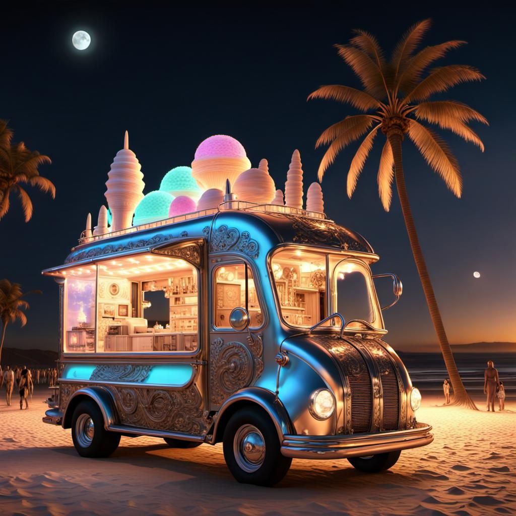 futuristic gothic majestic ice cream truck
