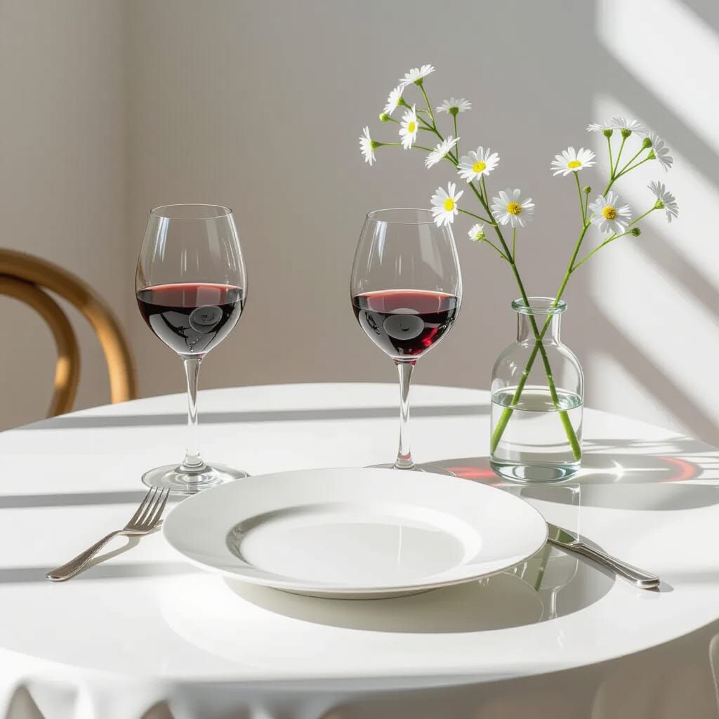 Elegant Table Setting with Broken Wine Glass