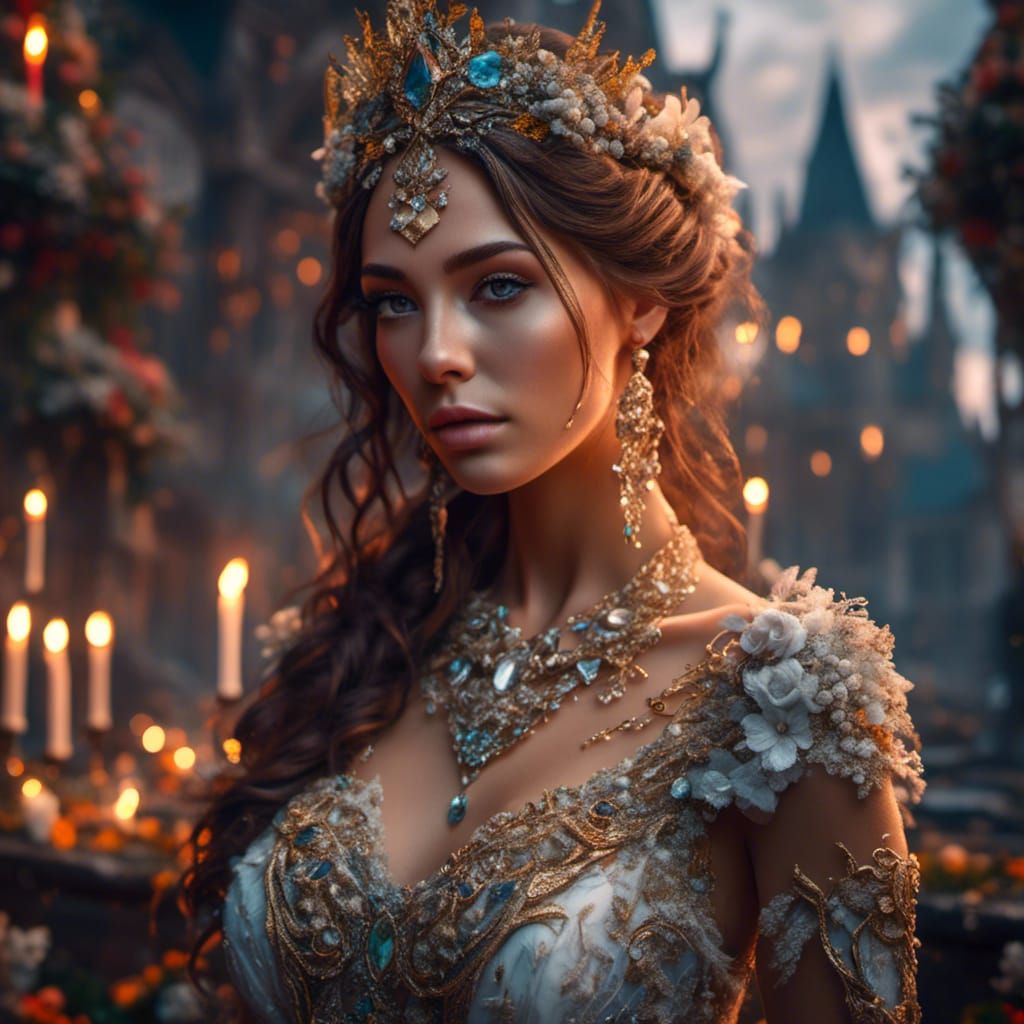 Beautiful Bride in Detailed Matte Painting