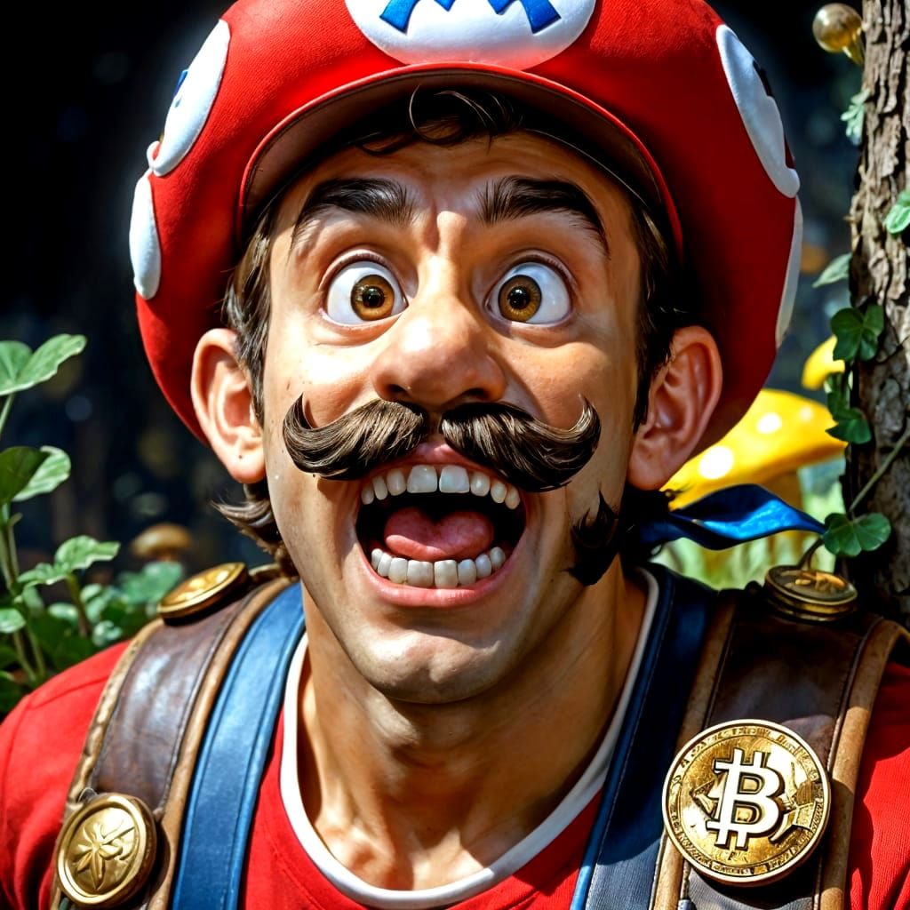 Astonished Super Mario in Anime Style