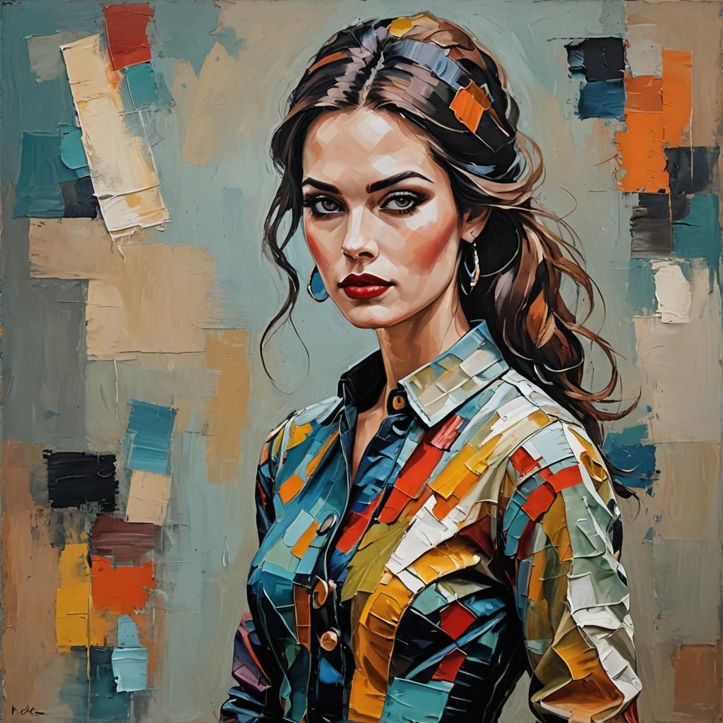 Figurative Art of Young Woman in Fashion