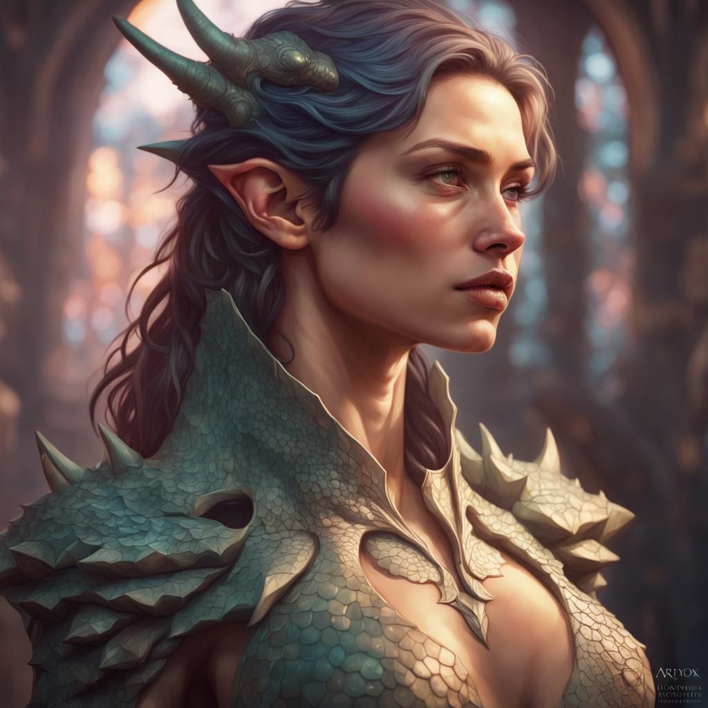 Dragon Skin Woman: Hyperdetailed Digital Art Portrait