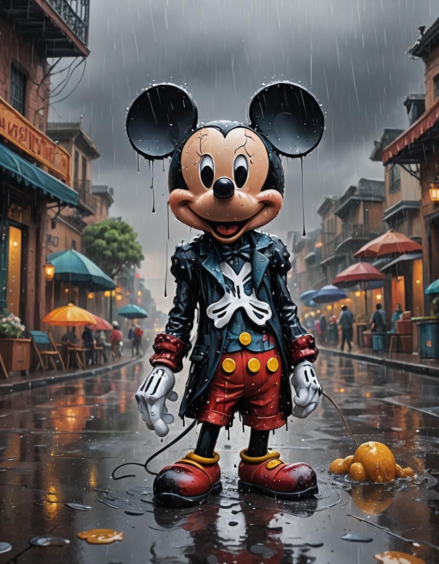 Mickey Mouse as Catrina in Rainy Disney Style