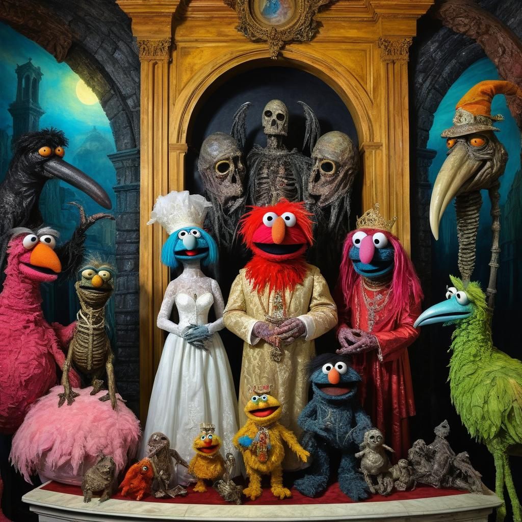 Pippi Longstocking's Surreal Cryptid Wedding, Digital Art