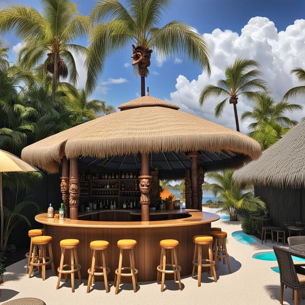 Heaven and Hell Tiki Bar with Umbrella