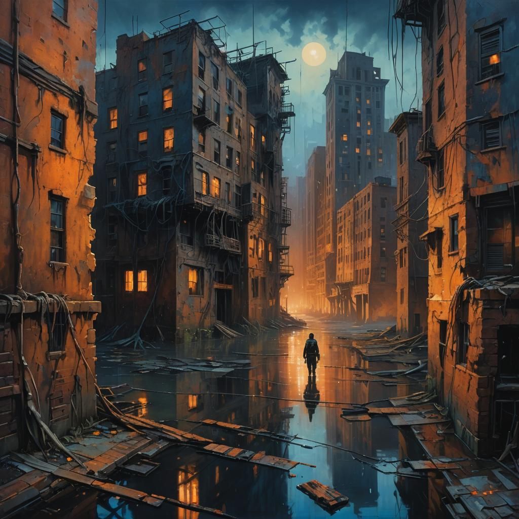 Eerie Dystopian Entity Emerges in a Ruined City