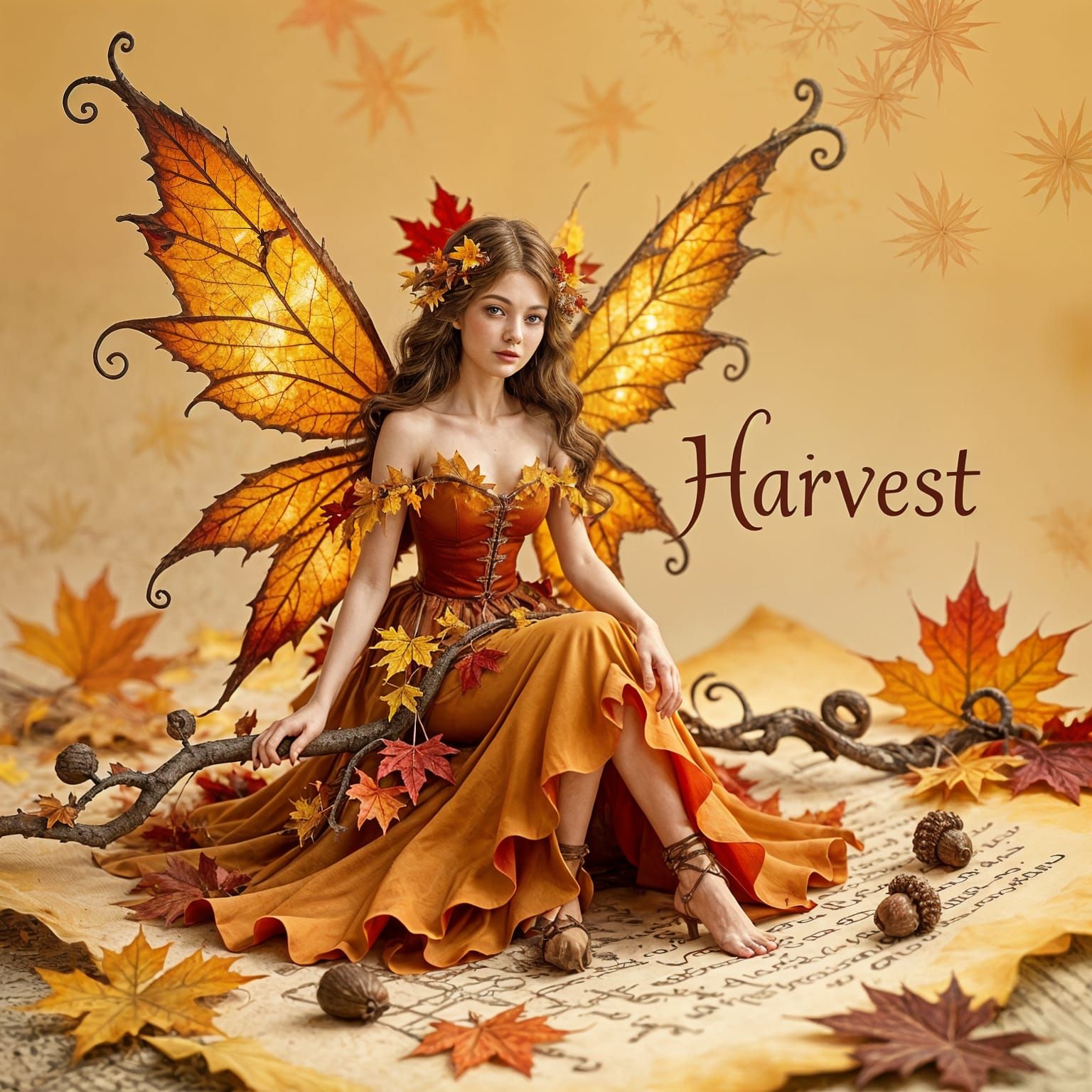 Autumn Fairy of Maple Leaves and Vines