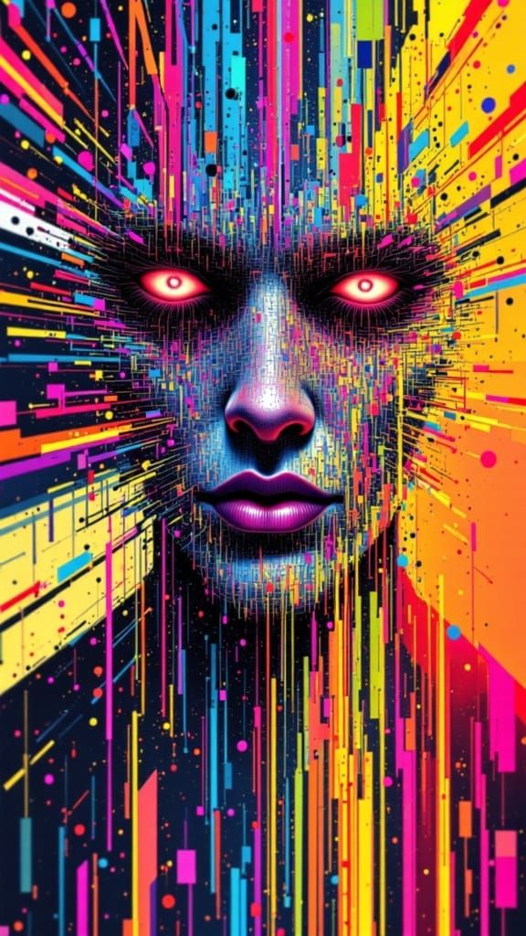 Cyberpunk Android Portrait in Neon Cityscape