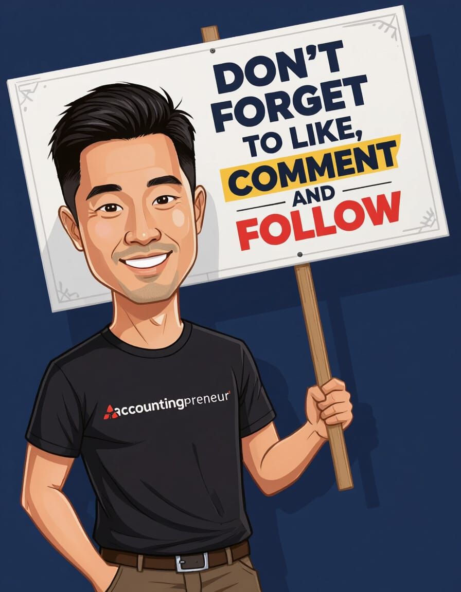 Asian Man Holding Sign in Caricature Style